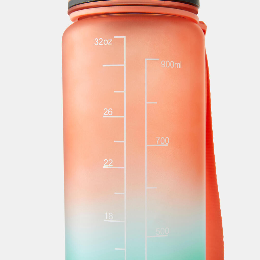 1 Litre Fitness Bottle Motivation - Orange/Green